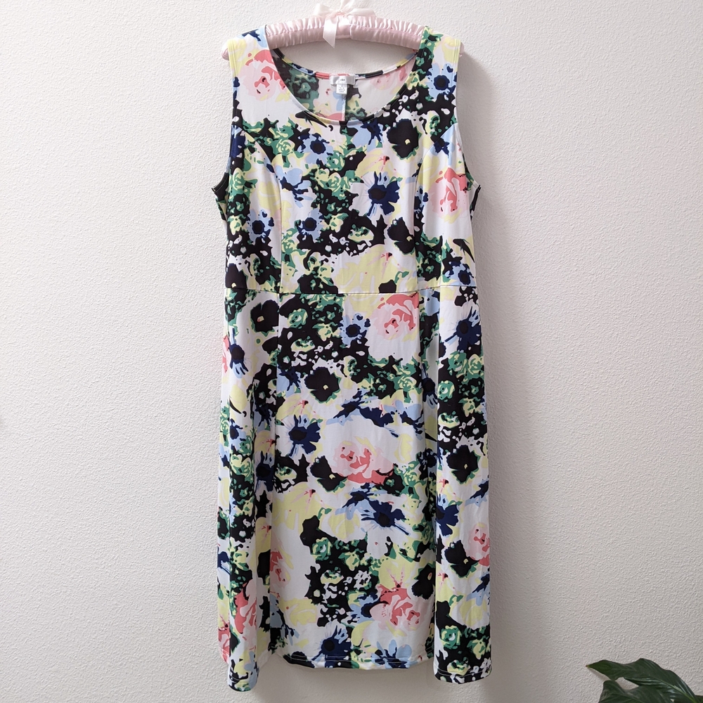 Ellos Floral Sleeveless Midi Dress Plus Size M 14/16 in EUC